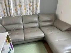 関家具 電動リクライニング カウチソファ カーキ 大型ソファ 3人掛け引 