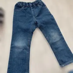 デニムブルー ストレートパンツ ゴムウエスト