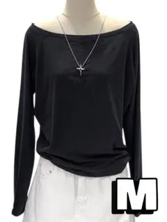 【Mサイズ】ワンショルダー オフショルダー Tシャツ 長袖 肩出し トップス