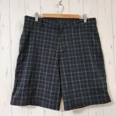 チャンピオン チェック ショートパンツ XL 黒 柄 膝上丈 ストレッチ ゴルフのサムネイル
