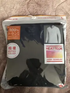 ユニクロ　極暖　ヒートテックコットンＶネックT メンズL ブラック