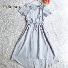 Fabulousファビュラス【Free】水色　半袖ワンピース 花柄刺繍