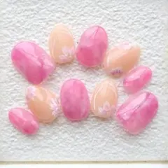 ニュアンス フラワー 春ネイル ピンク系 ベリーショート