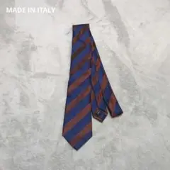MADE IN ITALY シルクネクタイ ダークネイビー×ダークブラウン