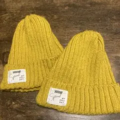 マスタードカラーニット帽　キッズ