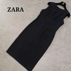 【ザラ】ウールコットンノースリーブタイトワンピース バックスリット 女っぽ細見え