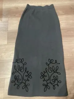 ノスタルジア　セットアップ　ニット　刺繍　グレー　Wジッパーニットカーデ