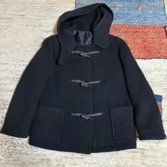 ブラック ダッフルショウトコート フード付き