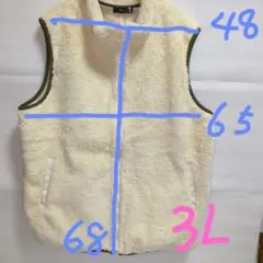 大きいサイズ ふんわりあたたか裏フリースシープ調ボアロング丈ベスト 3L