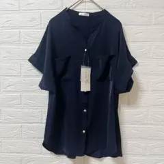 【新品】GLACIER ハニーズ ブラウス ネイビー L とろみブラウス