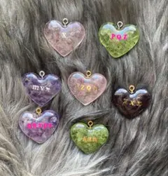 オルゴナイトチャーム/アメジスト/ハート/名前入れ