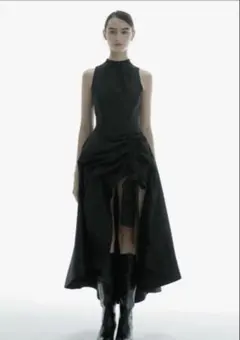 Theredthread V slit long dress fog - メルカリ