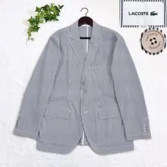 美品 LACOSTE シアサッカー ストライプ テーラードジャケット 青 2XLのサムネイル