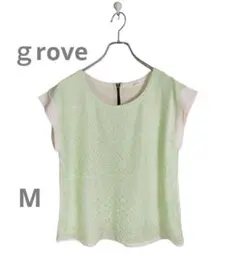 レディース トップス グリーンレース重ねカットソー　後ファスナーあき groveのサムネイル