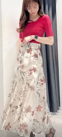 タグ付き新品♡dazzlin シアーチェック セミフレアー スカート レッド