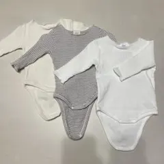 NONBÉBÉ リブ編みロンパース3枚セット　S M