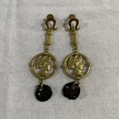 ビンテージ風　金色 フープ ピアス