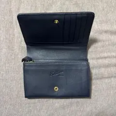 押しレザー二つ折り財布 ネイビー
