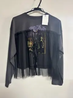 GRL メッシュフリル付き長袖Tシャツ