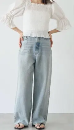 ラウンジドレス パフリル 切らずに履けるデニムパンツ　PSサイズのサムネイル