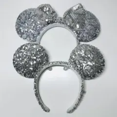 ディズニー ミッキー ミニー カチューシャ スパンコール シルバー カップル