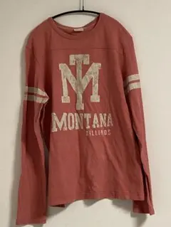 BACK NUMBER ロゴプリント長袖カットソー ピンク