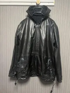 RUPERT 黒いレザージャケット フード付き
