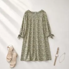 シャンブルクロワッサン［M］大人ナチュラル◎袖リボン◎フラワープリントワンピースのサムネイル