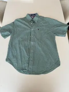 TOMMY HILFIGER 緑のチェック半袖シャツ