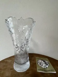 ボヘミアン カットクリスタル 花瓶 チェコスロバキア製 ヴィンテージ