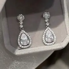 モアサナイト シルバー 合金製 エレガント ドロップ ピアス