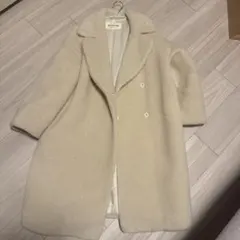 Ray BEAMS ボア ビッグシルエットロングコート 白