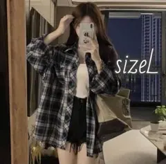 850 チェックシャツ モノトーン y2k 秋冬 ゆったり ダボ Lサイズ