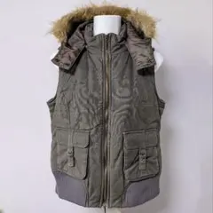 ★Plymtone★プリムトーン ファー付き フード ジップアップ 中綿 ベスト