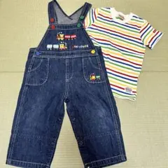 ミキハウス デニムオーバーオールとTシャツセット