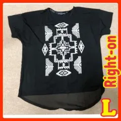 ロゴ 刺繍入り カットソー Tシャツ L 黒色 半袖のサムネイル