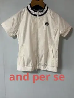 and per se 半袖ブルゾン L 白 軽量 ゴルフ　内側メッシュ