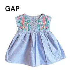 babyGAP✨️子供服80 ワンピース 花柄刺繍 水色 スカート ノースリーブ夏