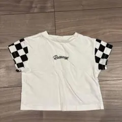 チェッカーフラッグ柄 袖Tシャツ 90cm