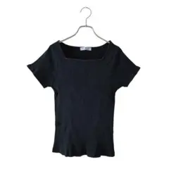 Sonny Label サニーレーベル(F)スクエアネック リブカットソー/黒のサムネイル