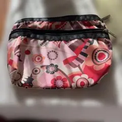 レスポートサック花柄 2ポケットポーチ マチあり　やや汚れあり