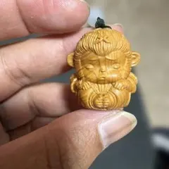 木彫り 孫悟空 根付 ストラップ