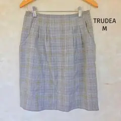 トルディア TRUDEA スカート【M】タータンチェック タイト 膝上丈 グレーのサムネイル