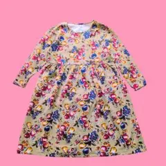 ワンピース フルーツ柄　古着　レトロ　綿　カラフル　緑