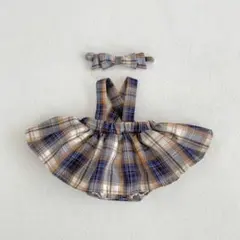 チェック柄サスペンダースカートセット 80cm