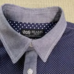 BEAMS HEART 長袖シャツ ドット柄 ネイビーのサムネイル