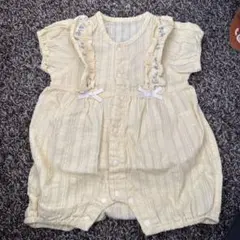 イエロー フリル刺繍ロンパース