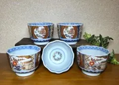 有田焼 古伊万里風 色絵 菊花垣文 覗き猪口 小鉢 9客セット 金彩 骨董品 有田焼 古伊万里風 色絵 菊花垣文 覗き猪口 小鉢 9客セット 金彩 骨董