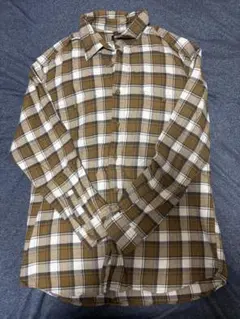ブラウン系チェック XL 長袖ネルシャツ ユニクロ