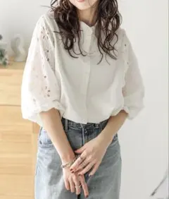 完売品　ラジエム　コットンレースブラウス